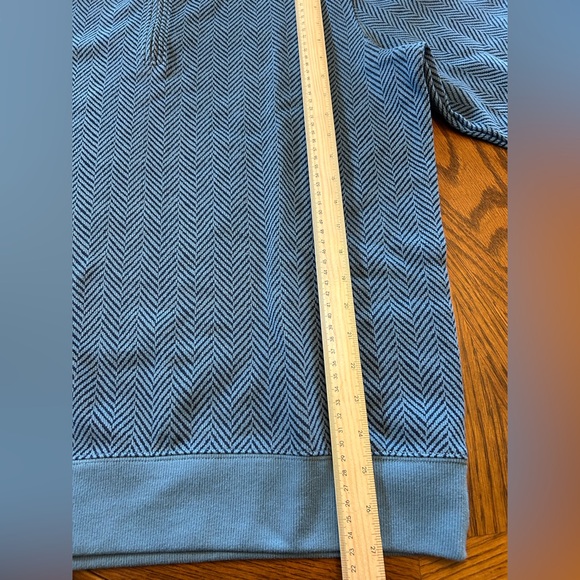 Lands' End Men's Bedford Rib Quarter Zip Pullover Sweater Blue Herringbone L - Picture 13 of 13